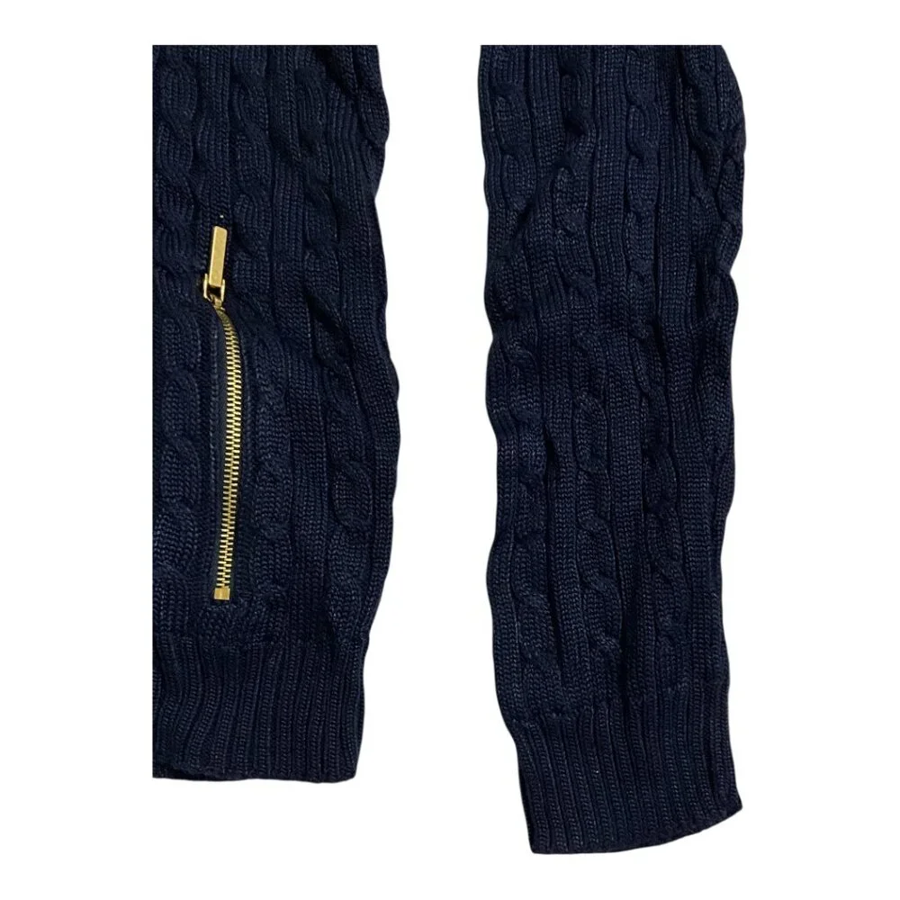Lauren Ralph Lauren Navy Cable Knit Full Zip Jacket Womens XS/S NWT $89 MSRP - Picture 2 of 6